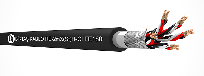RE-m2X(St)H-CI FE180  90°C / 500 V Cu/MT/XLPE/OSCR/LSZH/MT